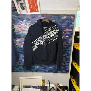 Fox Racing Mens Sherpa Lined Full Zip Hoodie Black Graphic Embroidered Medium